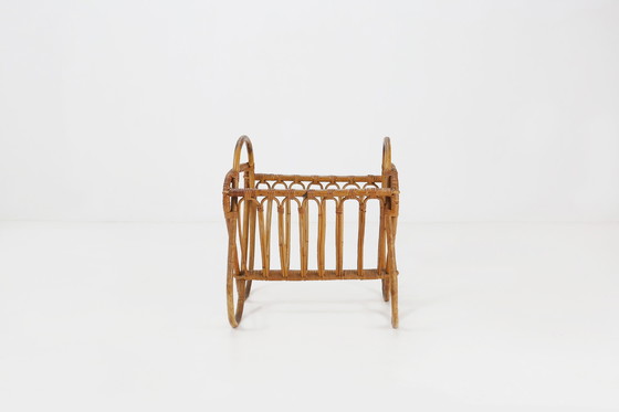 Image 1 of Portariviste in rattan vintage francese degli anni Cinquanta