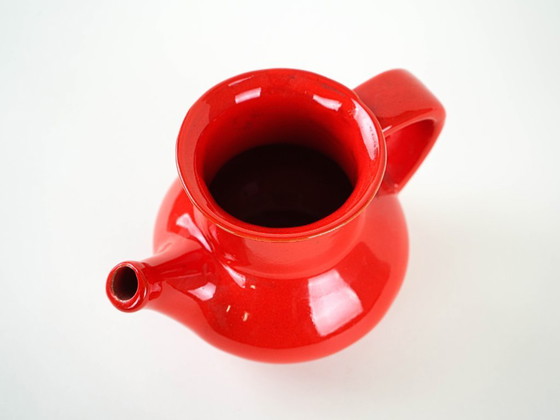 Image 1 of Jarra de cerámica roja, diseño danés, década de 1960, fabricada en Dinamarca.