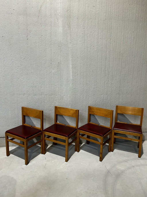 Moderne der Mitte des 20. Jahrhunderts – eetkamerstoelen, Wood, Skai