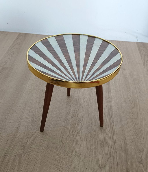 Fifties side table with unusual motif