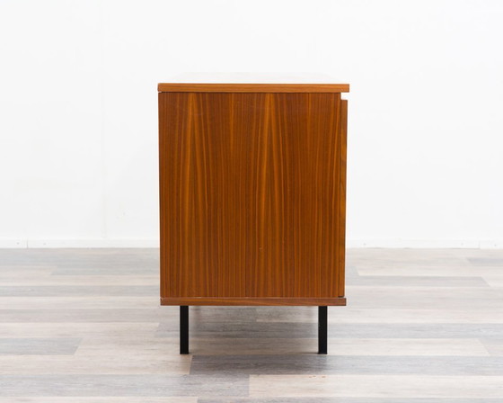 Image 1 of Two-door chest of drawers in walnut from the 1960s with a beautiful veneer pattern.