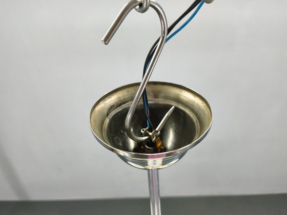 Image 1 of Lustre Bauhaus, Tchécoslovaquie, années 1930, suspension en verre opalin chromé