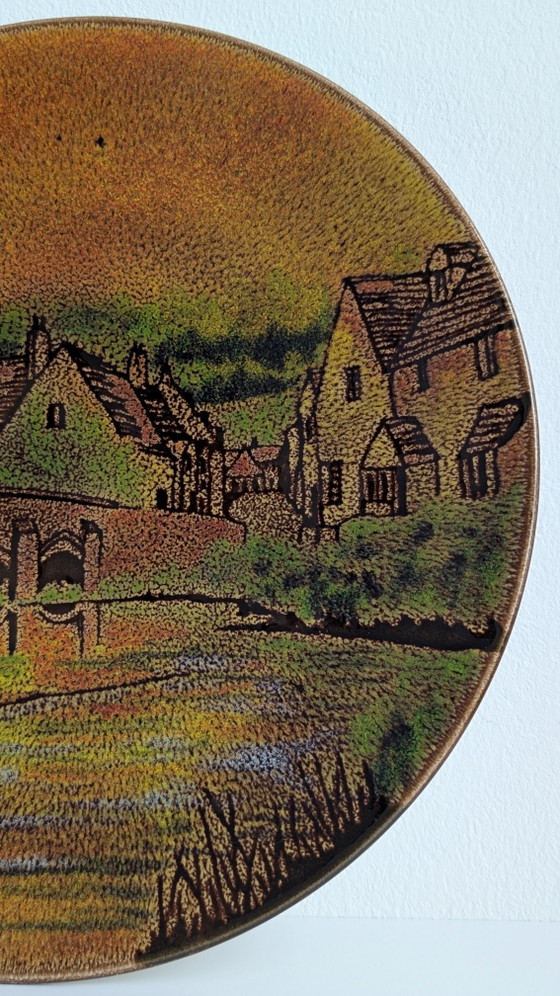 Image 1 of Vintage Poole Pottery 'Aegean' Wandbord – Castle Combe – Ø 35 cm