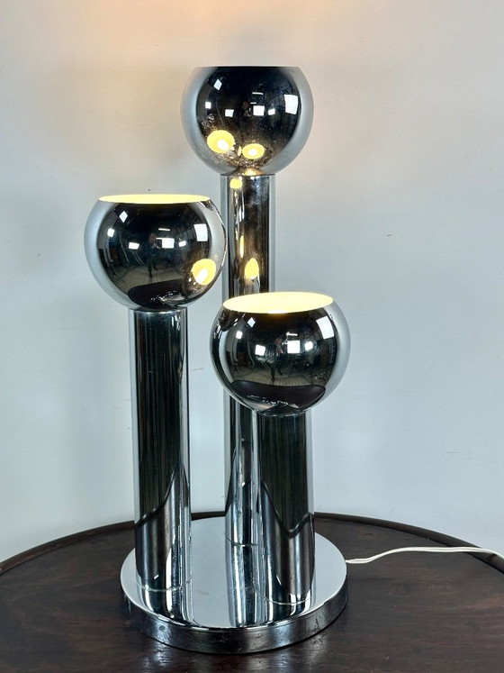 Vintage Space Age Chrome Table Lamp 1970s – Metal (photo 11 of 12)
