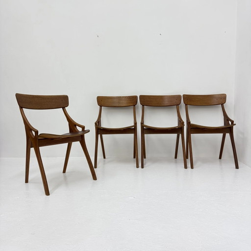 Ensemble de 4 chaises de salle à manger danoises vintage par Hovmand Olsen pour Mogens Kold années 1960