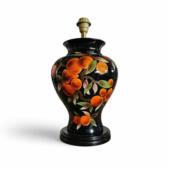 Louis Drimmer Keramik-Vasenlampe mit Holzsockel, 1980er Jahre – Tischlampen, Wood, Ceramic (photo 6 of 7)