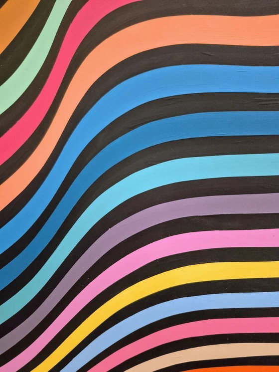 Image 1 of Drop in a Pool - Dipinto astratto colorato di Franklin van Dam (acrilico su MDF)