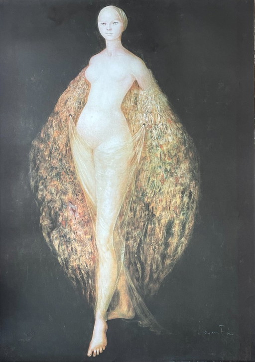 Leonor Fini, Woman dressed with peacock feathers, circa 1970