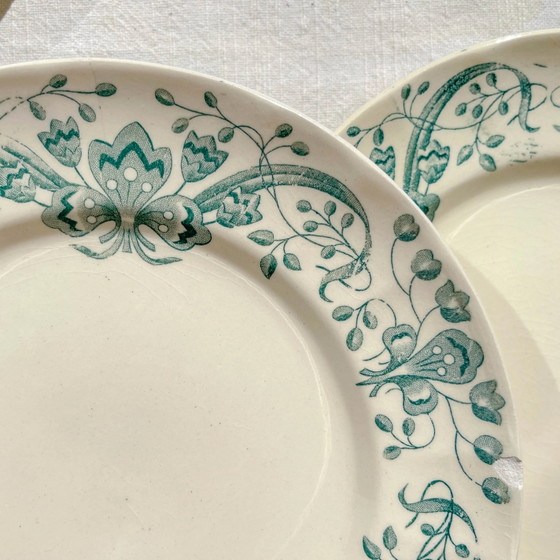 Set of 6 Small Antique Ironstone Plates "Figuig" – Longchamp 19th Century – Crockery (photo 7 of 14)