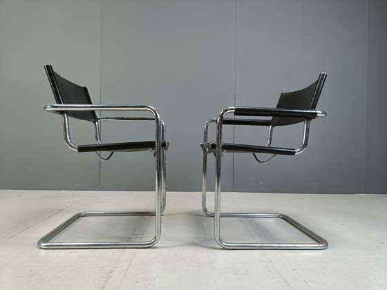 Image 1 of Freischwinger eetkamerstoelen van Linea Veam, 1980S