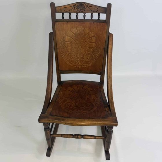 Antique Edwardian ‘pressed back’ rocking chair – Wood (photo 2 of 14)