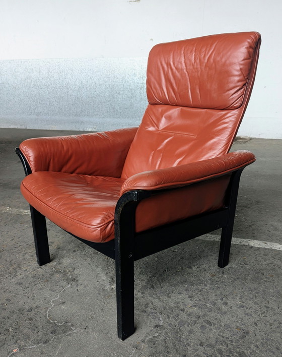 Image 1 of Fauteuil lounge vintage G-Mobel cuir/bois