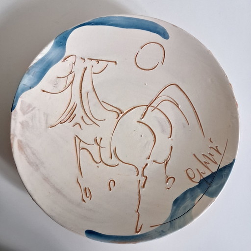 Pferdedekorteller, Giovanni Poggi, Atelier Giorgio Albisola – decoratieve objecten, Ceramic