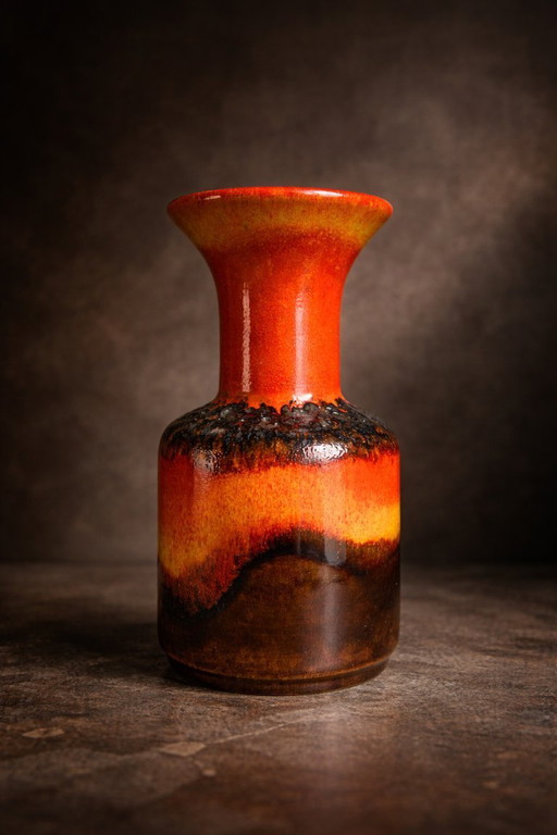 Vaso Jasba Fat Lava – Ceramica della Germania Ovest – Anni '60 Smalto arancione N602