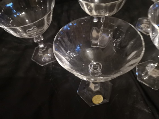 Val Saint Lambert - Drinkware Set (7) - Crystal - Champagne Coupes from the seventies (photo 4 of 6)