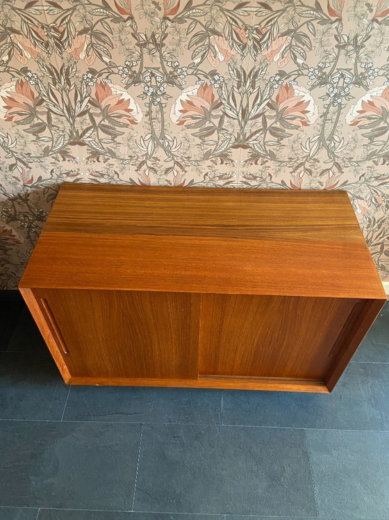 Image 1 of Compact vintage Danish sideboard with sliding doors by Chr. Linneberg