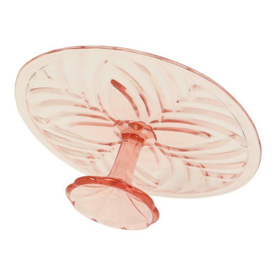 Image 1 of Pink Art Deco Cake Plate Pastry Dish