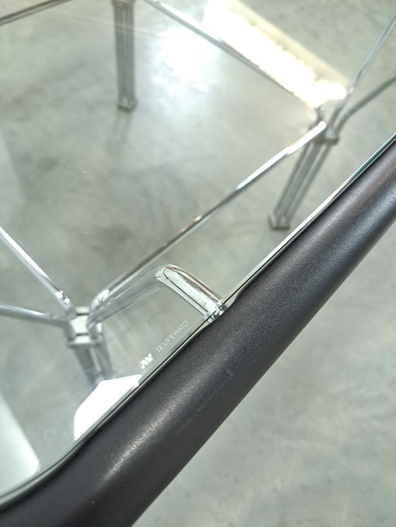 Image 1 of Tavolino da caffè in vetro anni '70 con base cromata