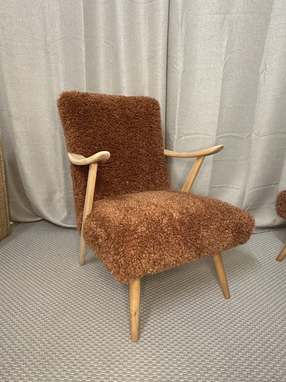 Fauteuils vintage années 60, lot de 2, Bois, Marron (photo 2 sur 5)