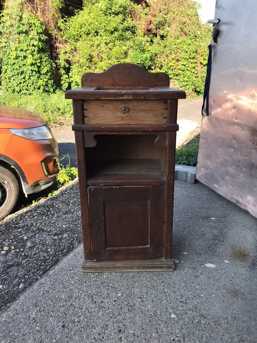 Table de nuit rustique antique en pin