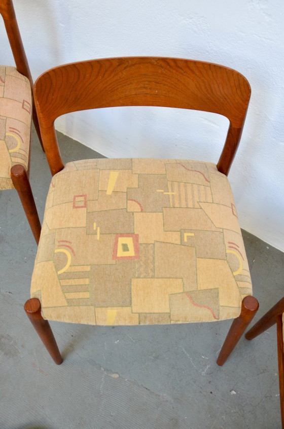 Image 1 of 4x Stoel Model 75 Niels Møller Teak Deense Midcentury Niels Möller