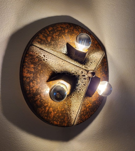 PAN ceramic wall/ceiling light, 1970s, similar to Hustadt, style: Fat Lava, Brutalism – wandlampen