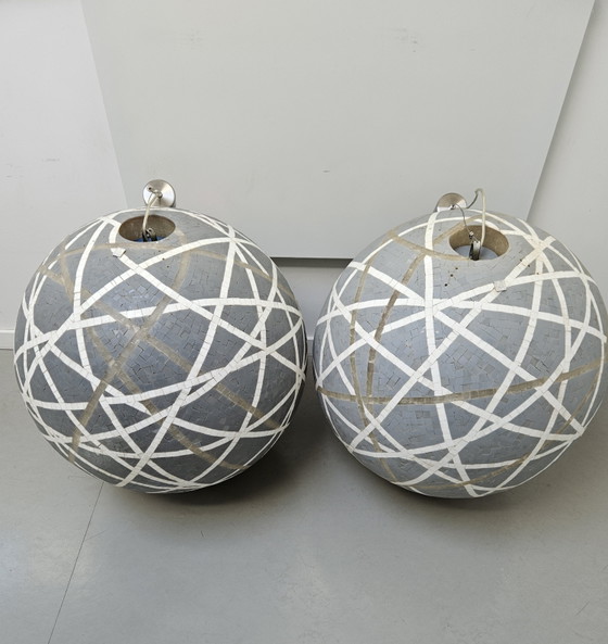 2 Exclusieve Kayak Mozaïek Hanglampen XL Ø 60 – Stone (photo 4 of 15)