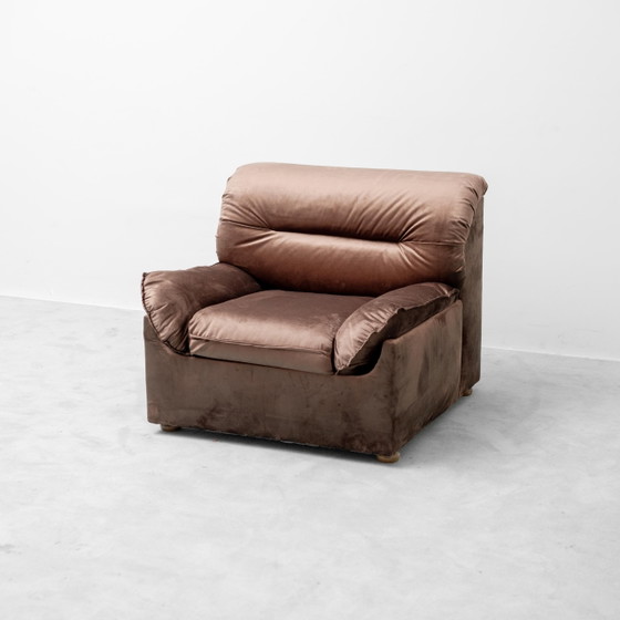 Paire de Chaises & fauteuils Vintage en Velours Marron – Années 70 – Velvet (photo 5 of 12)