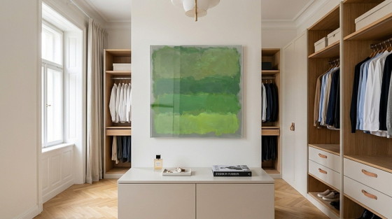Pittura Astratta Campo di Colore Verde – Stile Sfumato Mark Rothko | Stampa Gallery Premium 6 mm Vetro (photo 5 of 5)