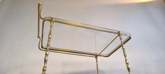 Image 1 of 😍✨ Prachtige serveerwagen op wielen van messing en glas van Maison Baguès - Hollywood Regency, jaren 50 ✨😍