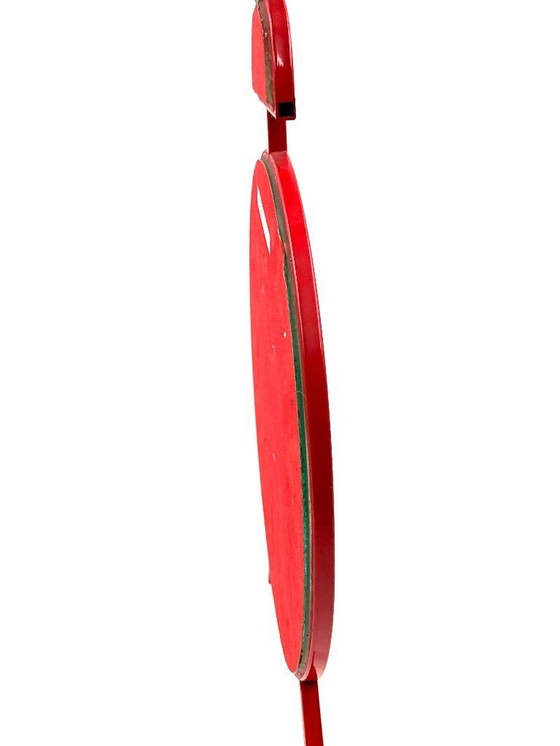 Image 1 of Postmoderne popart-design rode wandspiegel in klokvorm – PILM Italië, jaren 80