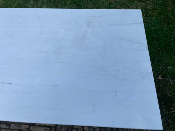 Image 1 of Tavolo da giardino, tavolo da bistrot con piano in marmo, stile Art Déco francese