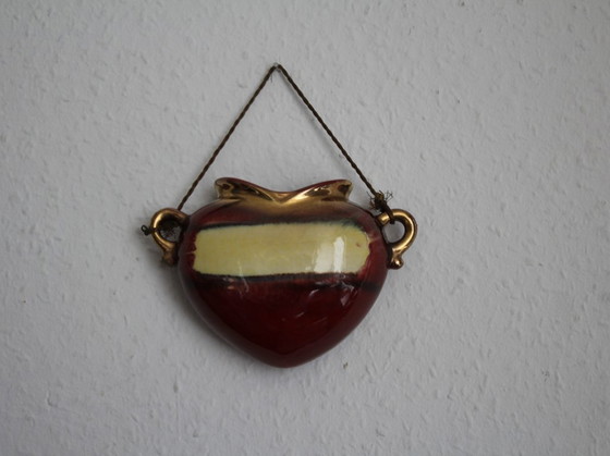 Image 1 of Vintage heart-shaped wall vase in the style of an amphora
