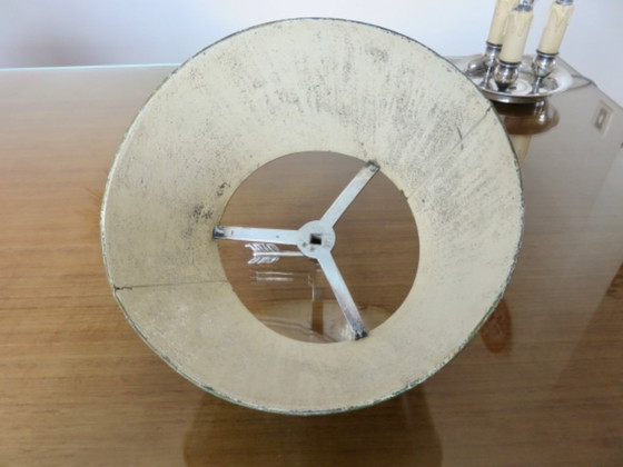 Image 1 of Antique French bouillotte lamp in chromed bronze and lacquered sheet metal, 1930