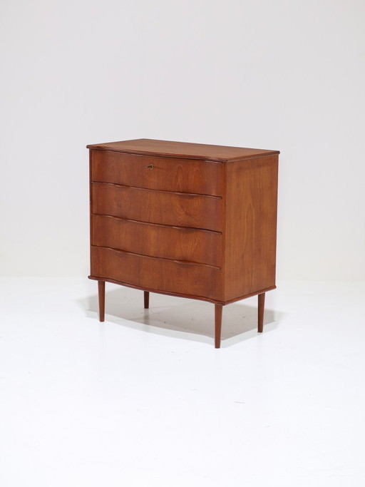 Commode en teck courbé, style vintage danois des années 1960