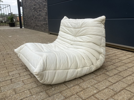 Image 1 of 100% autentico Ligne Roset Togo 1 posto, pelle bianco sporco '87