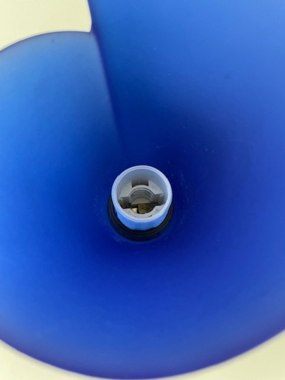 Image 1 of Vintage Zicoli design lamp sapphire blue glass stainless steel
