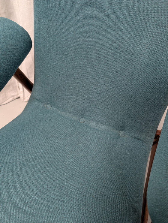 Image 1 of Unique vintage fifties design armchair, turquoise