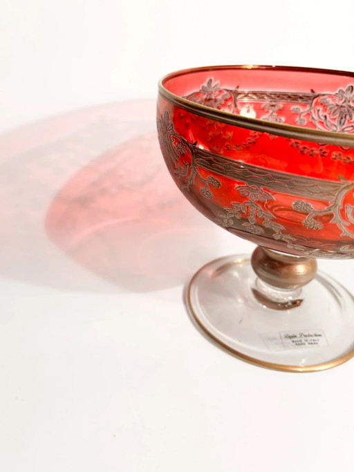 Blown Glass Centerpiece Bowl with Gilded Decorations by Bigibi Productions, 20th Century (photo 2 of 10)