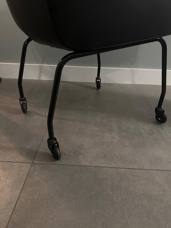 Image 1 of Sedia da pranzo in pelle nera 4 pezzi