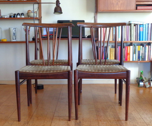 4 AWA palissander eetkamerstoelen