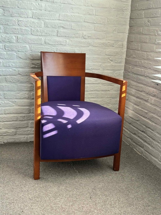 Image 1 of 4 x Andreu World Valencia armchairs fabric/cherry wood