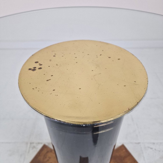 Image 1 of Tavolino postmoderno in vetro, ottone e legno, Germania, anni '80