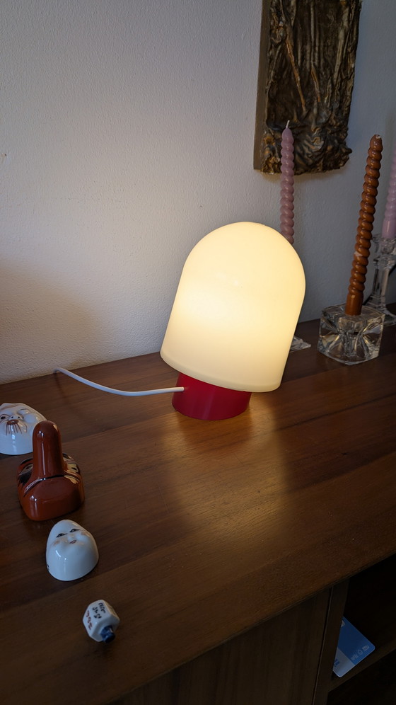 Image 1 of Table Lamp 1970s Red Plastic Mid-Century Minimalist