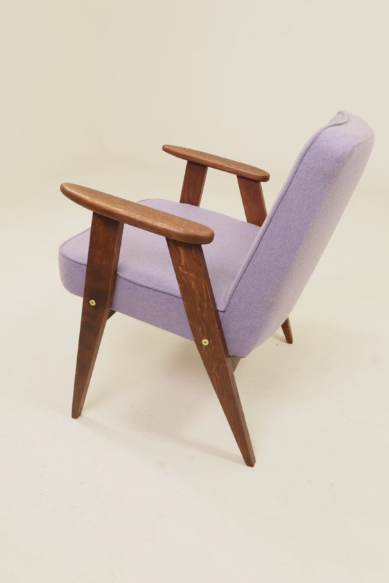 Image 1 of Fauteuil moderne du milieu du siècle en chêne et laine naturelle, design de J. Chierowski