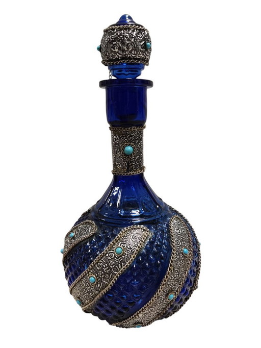 Vase bleu cobalt vintage des années 1950 sélectionné à la main par JansVintage