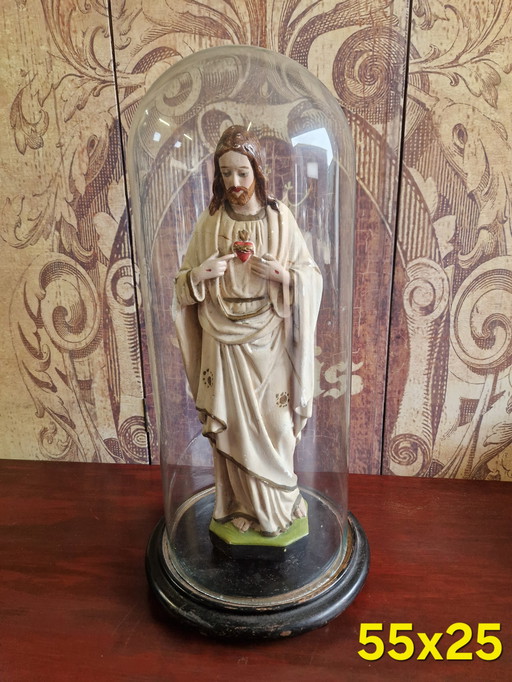 Antique bell jar with Joseph