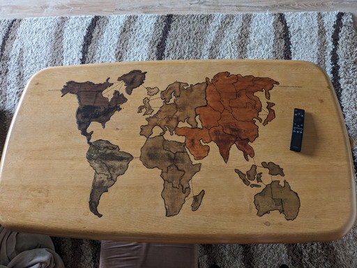 Unique Coffee table with Risk map (solid oak)