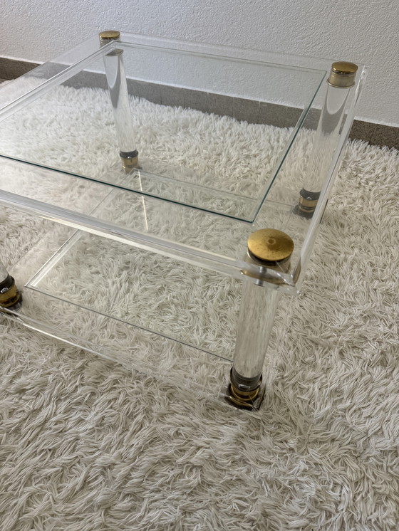 Image 1 of Brass Plexiglas Coffee Table 70s