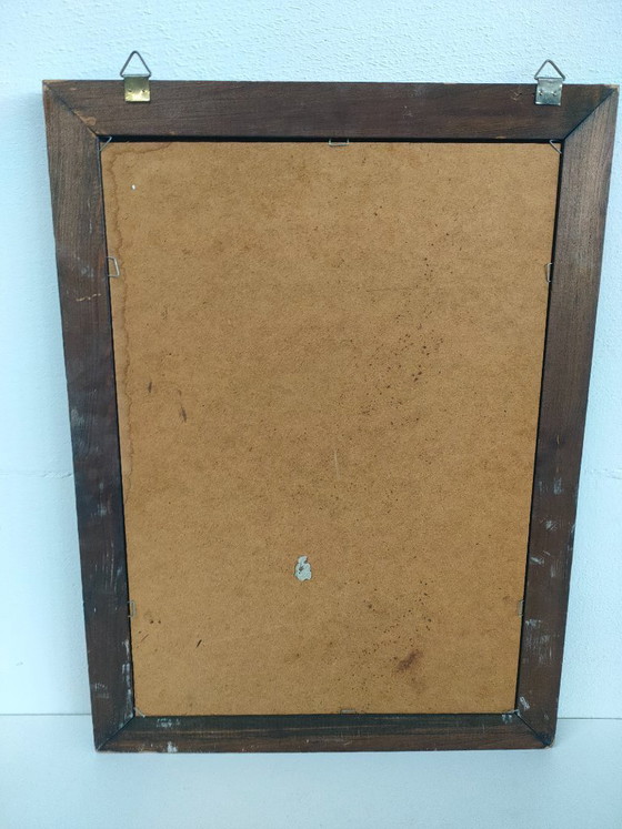 Image 1 of Specchio vintage dipinto (da pub) in stile Mucha